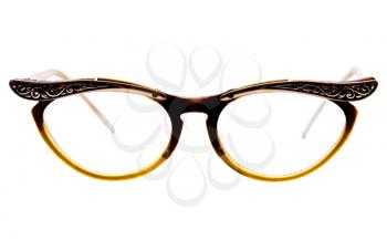 Close-up of eyeglasses isolated over white