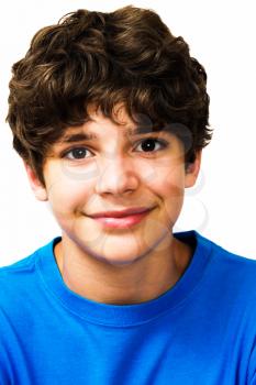 Child posing and smiling isolated over white