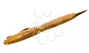 Ballpoint pen of wood isolated over white