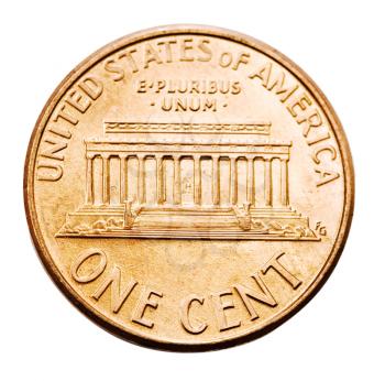 One cent coin isolated over white