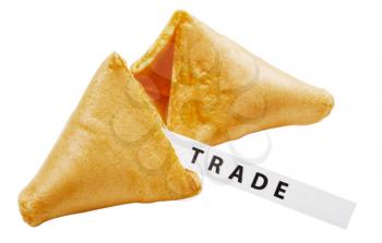 TRADE text label with fortune cookie isolated over white