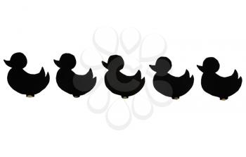 Duck shape targets in a row isolated over white