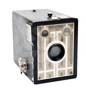 Black old camera isolated over white