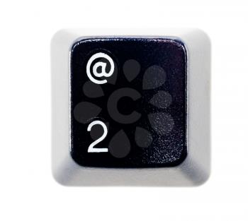 Number 2 computer key isolated over white