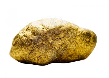 Gold nugget isolated over white