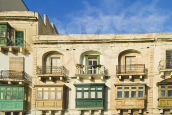 Windows of a building, Valetta, Malta