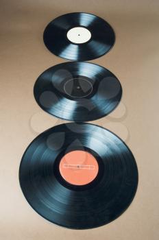 Close-up of gramophone records