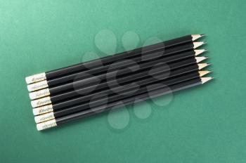 Close-up of pencils in a row