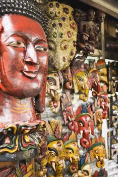 Close-up of masks in a store, New Delhi, India