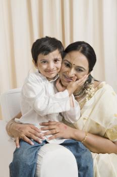 Woman loving with her son at home