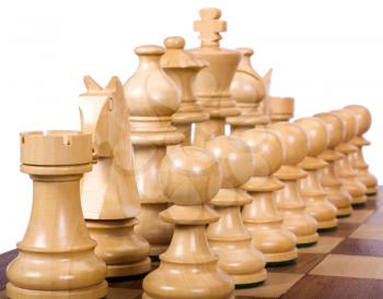 Close-up of chess pieces on a chessboard