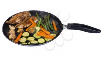 Chicken breasts with vegetable on a griddle