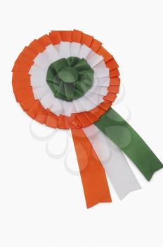 Close-up of a tricolor ribbon