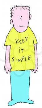 Royalty Free Clipart Image of a Guy Wearing a Keep It Simple T-Shirt