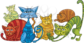 Royalty Free Clipart Image of Coloured Cats