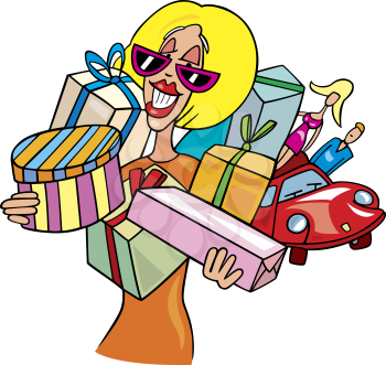 Royalty Free Clipart Image of a Woman Shopping