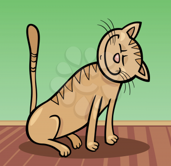Royalty Free Clipart Image of a Cat at Home