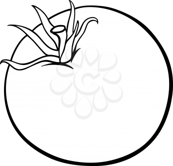 Black and White Cartoon Illustration of Tomato Vegetable Food Object for Coloring Book