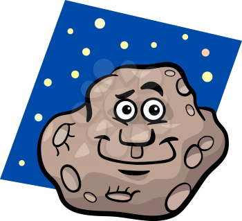 Cartoon Illustration of Funny Asteroid or Planetoid Comic Mascot Character