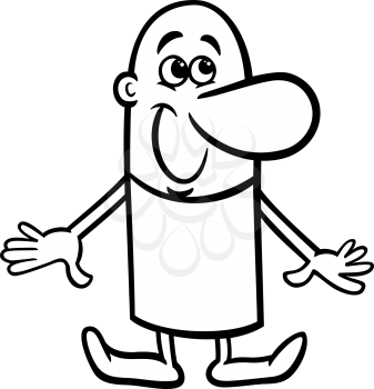 Black and White Cartoon Illustration of Happy or Glad Funny Guy Character for Coloring Book