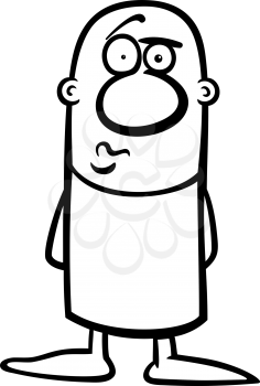 Black and White Cartoon Illustration of Funny Confused Guy Character for Coloring Book