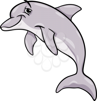 Cartoon Illustration of Dolphin Sea Life Animal