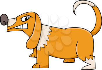 Cartoon Illustration of Funny Sneering Dog