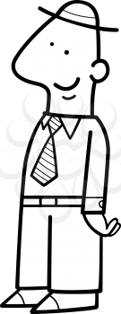 Black and White Cartoon Illustration of Happy Man Funny Character Coloring Page