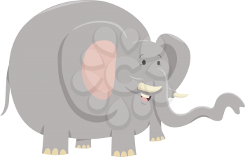 Cartoon Illustration of Cute Elephant Wild Animal Character