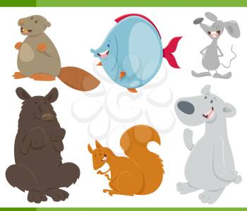 Cartoon Illustration of Wild Animal Characters Collection