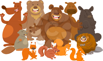 Cartoon Illustration of Happy Wild Mammals Animal Characters Group