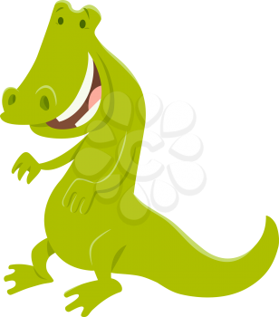 Cartoon Illustration of Funny Crocodile Wild Animal Character