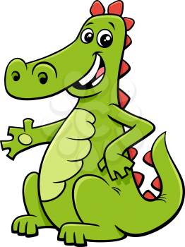 Cartoon Illustration of Funny Dragon Fantasy Animal Character