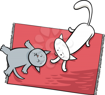 Cartoon Illustration of Cute Playful Kittens or Cats