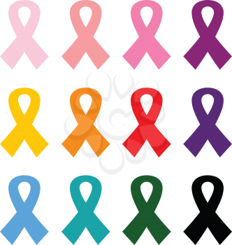 Health care breast cancer ribbons. Vector 
