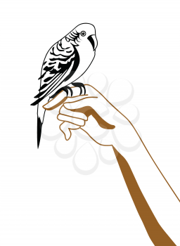 Royalty Free Clipart Image of a Person Holding a Parrot