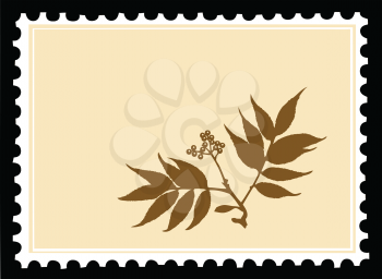 Royalty Free Clipart Image of a Plant Postage Stamp