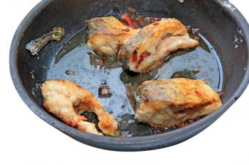 roasted fish on black griddle