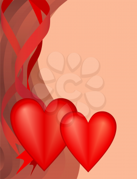 Two hearts Valentine's Day holiday, vector illustration EPS8.