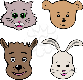 Set abstract muzzles of animals, EPS8 - vector graphics