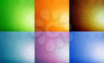 Color collection of water drops abstract background