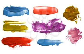 Abstract color acrylic brush strokes. Collection. Isolated. 