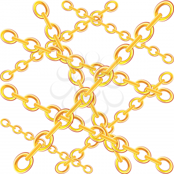 Vector illustration of the gold chains on white background
