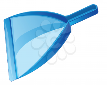 Blue dustpan for cleaning the rubbish on white background