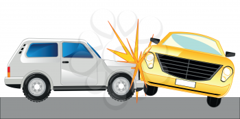 The Collision two cars on road.Vector illustration