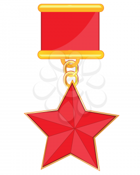Decorative red star on medals on white background