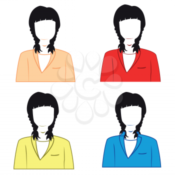 Silhouettes girl with cloth of the miscellaneous of the colour on white background