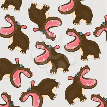 Bestial Pattern hippopotamus on white background is insulated