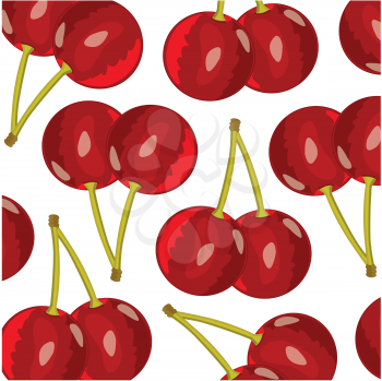Decorative pattern from berry cherry on white background is insulated