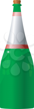 Royalty Free Clipart Image of a Green Glass Bottle With a Cork Stopper